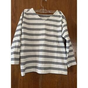 Uniqlo Womens Shirt Tee Black White Cotton Long Sleeve Striped Size Small Used